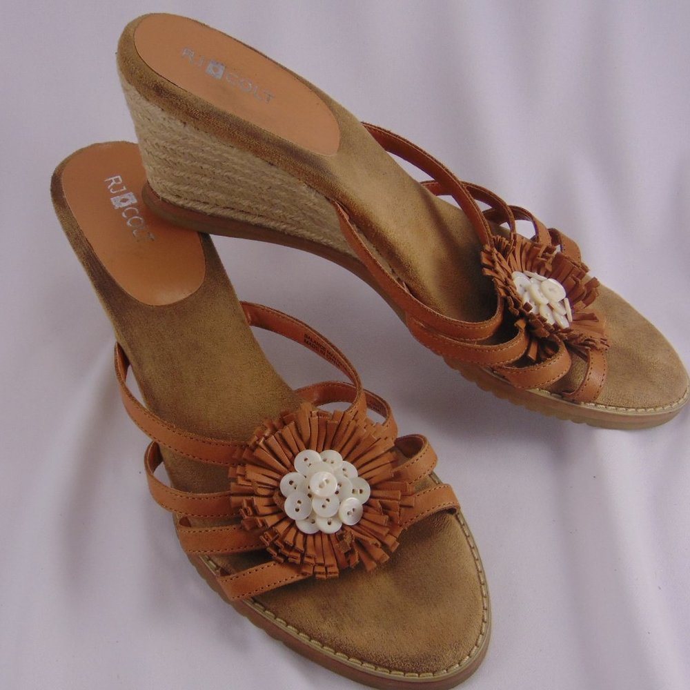 RJ Colt Women's Leather Slip On Wedges